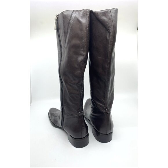 Valerie Stevens Womens All Leather Brown Knee High Boots 8N Zipper Almond Toe - Picture 5 of 10